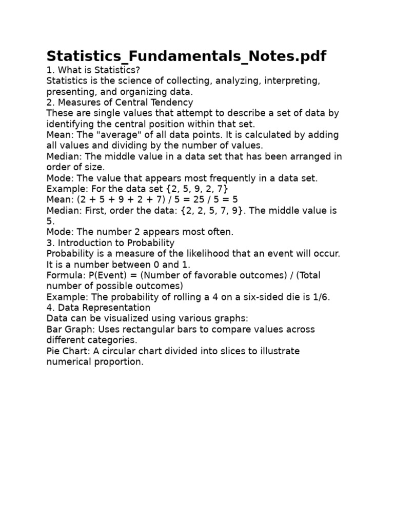 Statistics Fundamentals and Probability Guide | PDF