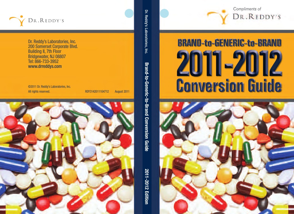 Dr Reddys Brand To Generic Book Generic Drug Drugs