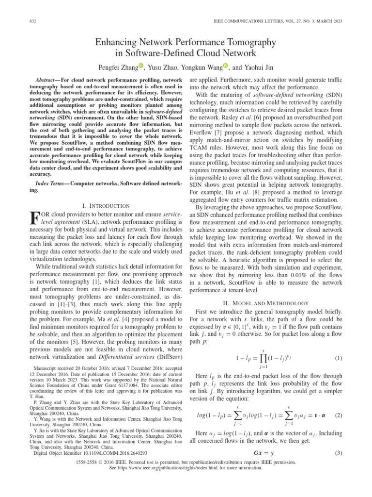 ScoutFlow: Efficient Cloud Network Tomography | PDF | Computer Network ...