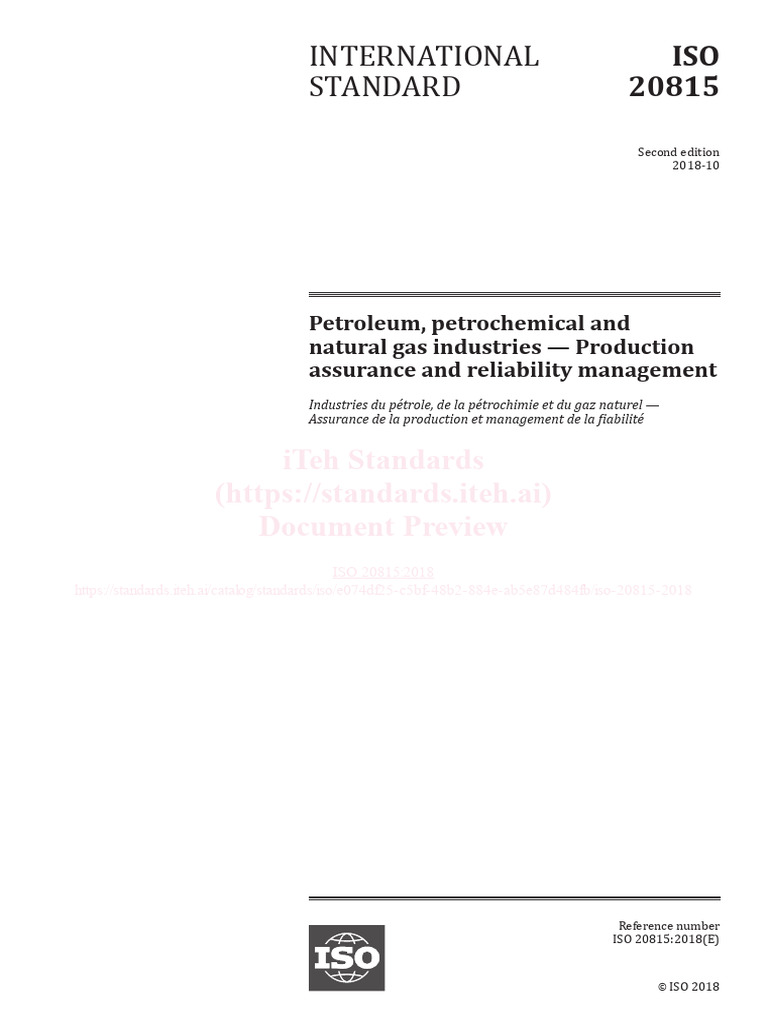 ISO 20815:2018 Production Assurance Standards | PDF | Reliability ...