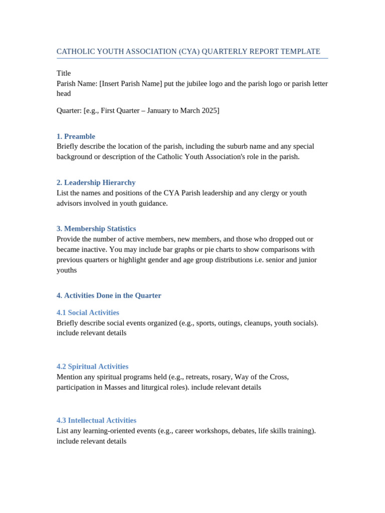 NWD CYA Quarterly Report Template | PDF