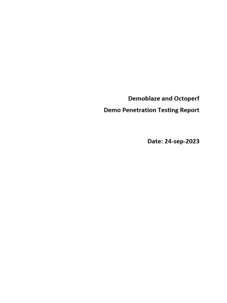 Demoblaze Octoperf Penetration Test Report | PDF | Security | Computer ...