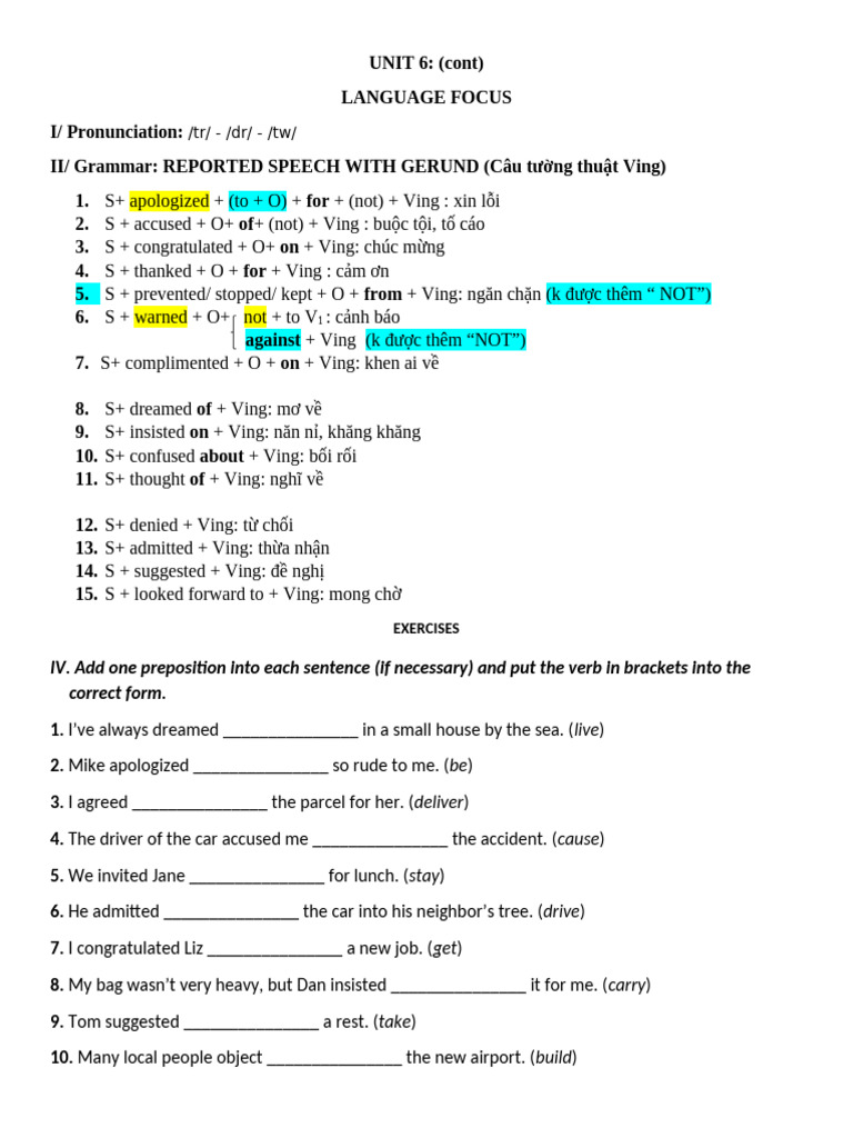 UNIT 6 - Grammar | PDF