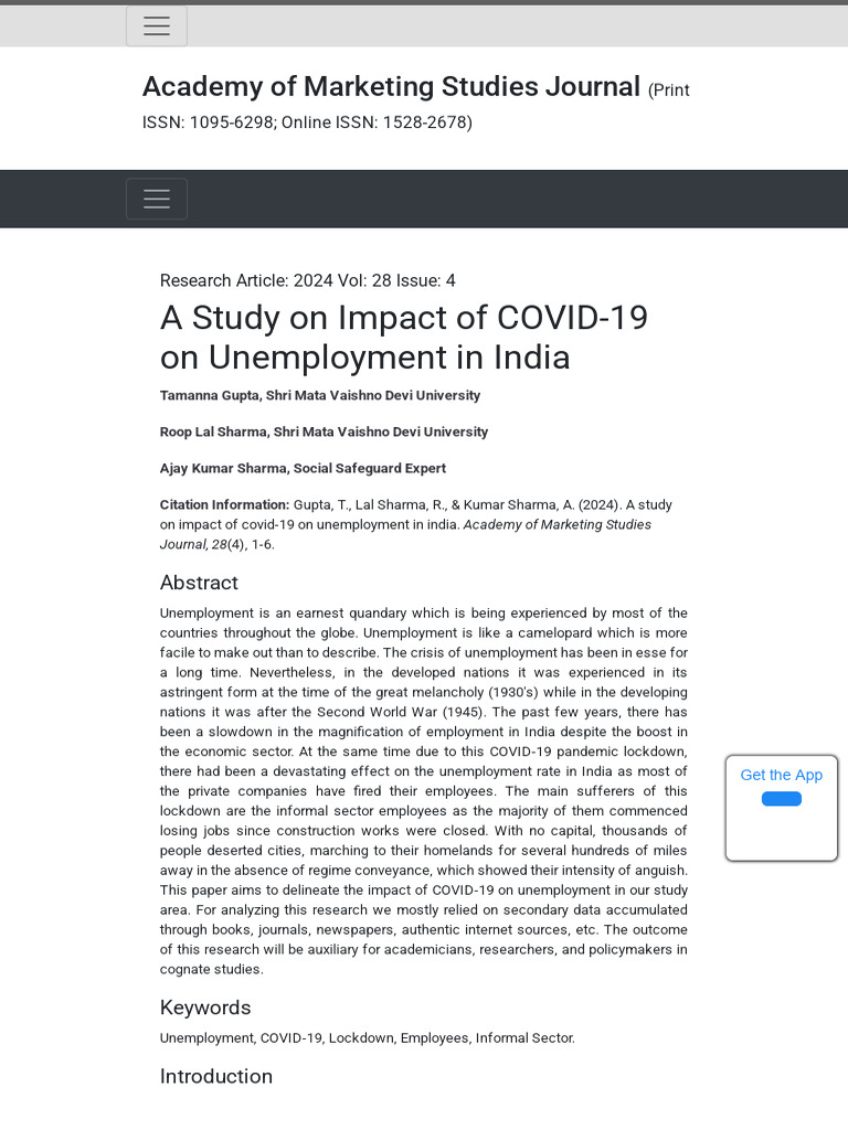 COVID-19's Impact on India's Unemployment | PDF | Unemployment | Employment