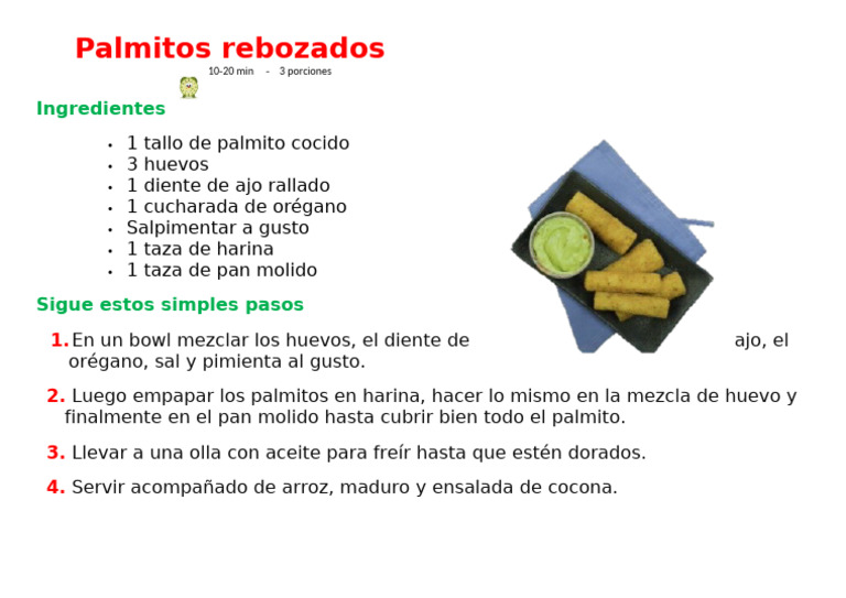 Palmitos Rebozados Fáciles y Rápidos | PDF