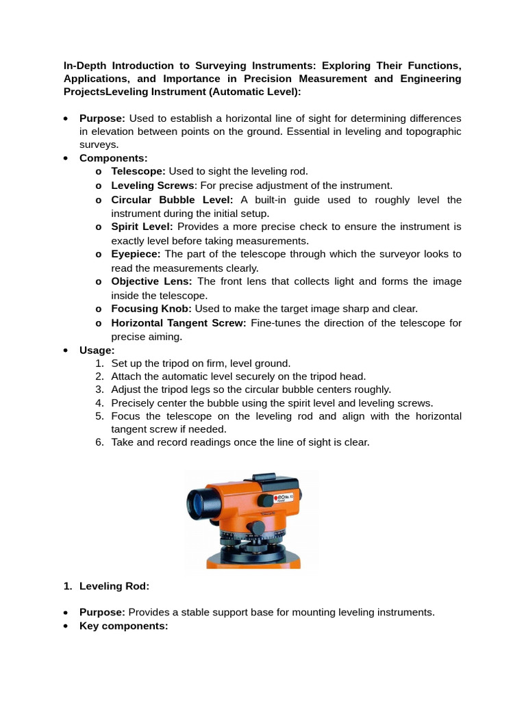 Surveying Instruments and Their Uses | PDF | Surveying | Compass