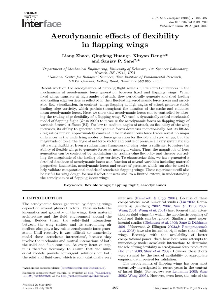 Flexibility's Impact on Flapping Wing Aerodynamics | PDF | Force | Lift ...