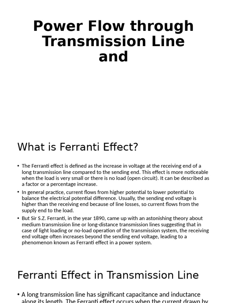 Ferranti Effect in Power Transmission | PDF | Electric Power ...