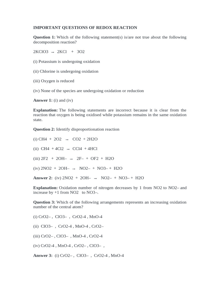 Key Concepts in Redox Reactions | PDF | Redox | Chemical Reactions