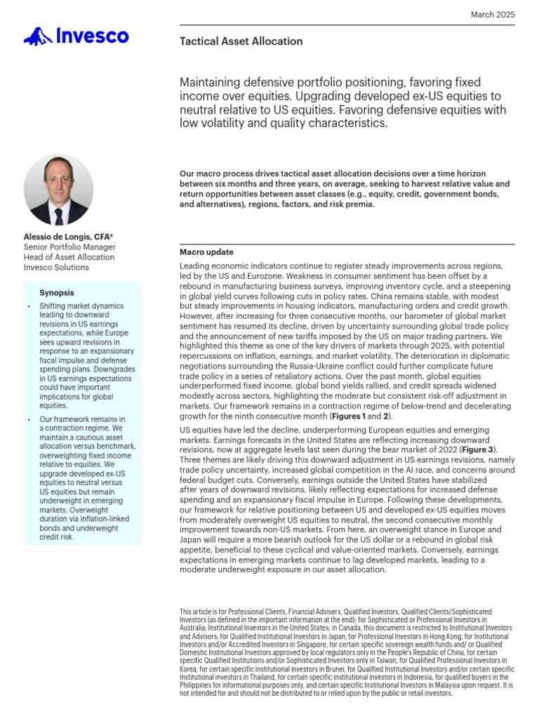 Tactical Asset Allocation March 2025 | PDF | Institutional Investors ...