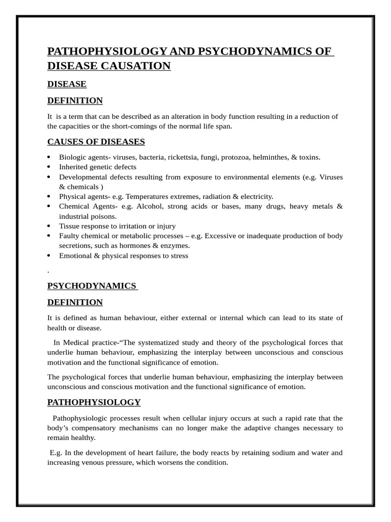 1.pathophysiology and Psychodynamics of Disease Causation | PDF ...