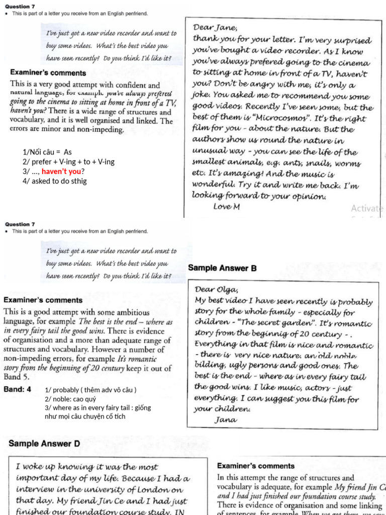 Sample Writing Part 2-3 - Updated 3.12 | PDF