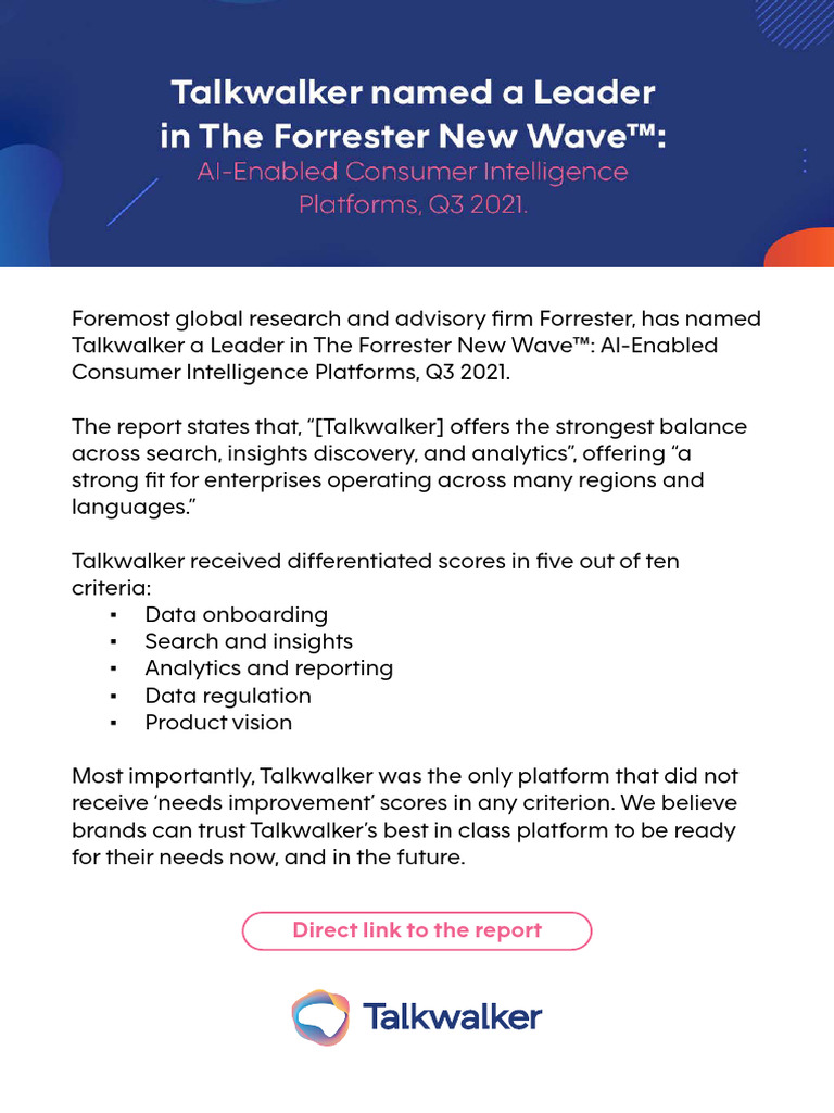 The Forrester New Wave™ - AI-Enabled Consumer Intelligence Platforms | PDF