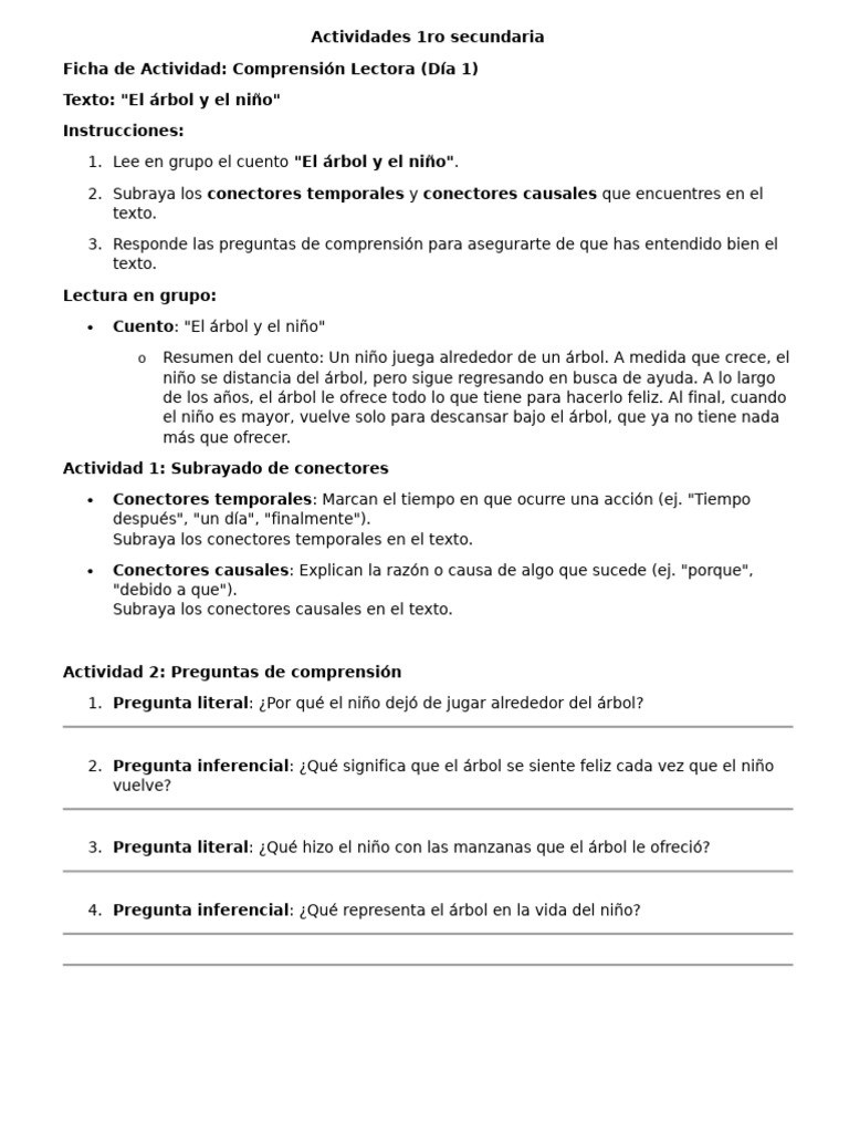 Actividades de Nivelacion 1ro Secundaria | PDF