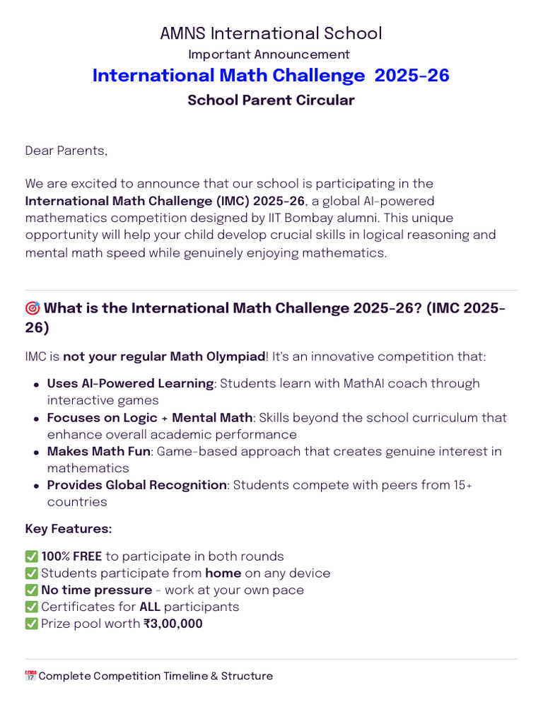 International Math Challenge 2025-26 | PDF | Mathematics