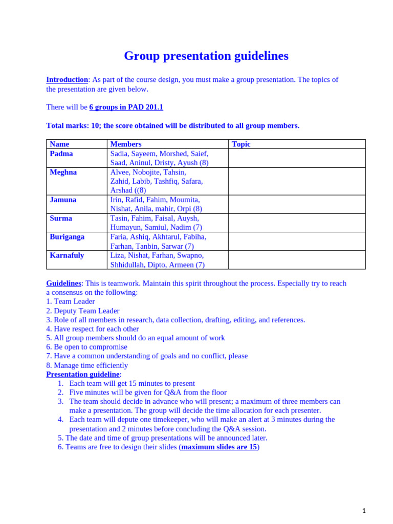Group Presentation Guidelines for PAD 201.1 | PDF | Chess Theory | Chess