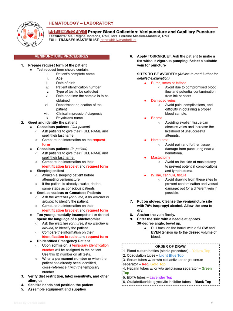 Blood Collection Techniques Guide | PDF | Blood Plasma | Physiology