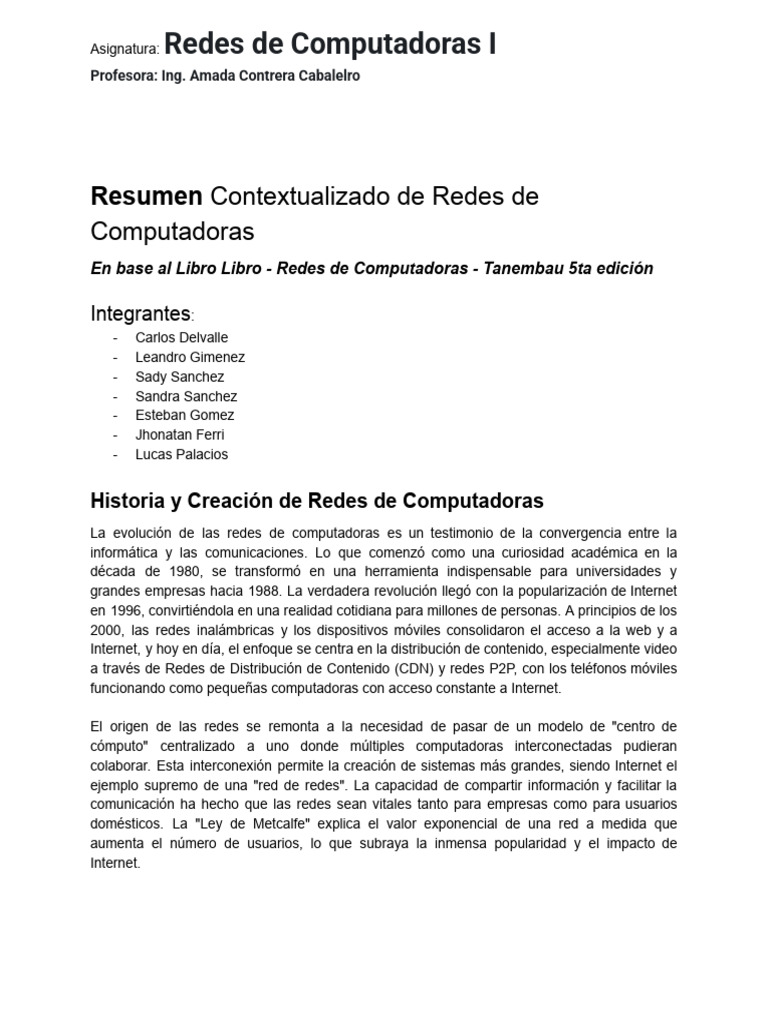 Evolución y Tipos de Redes de Computadoras | PDF | Modo de ...
