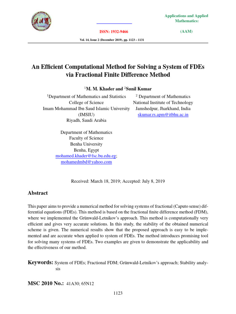 Efficient Method for Fractional Differential Equations | PDF ...