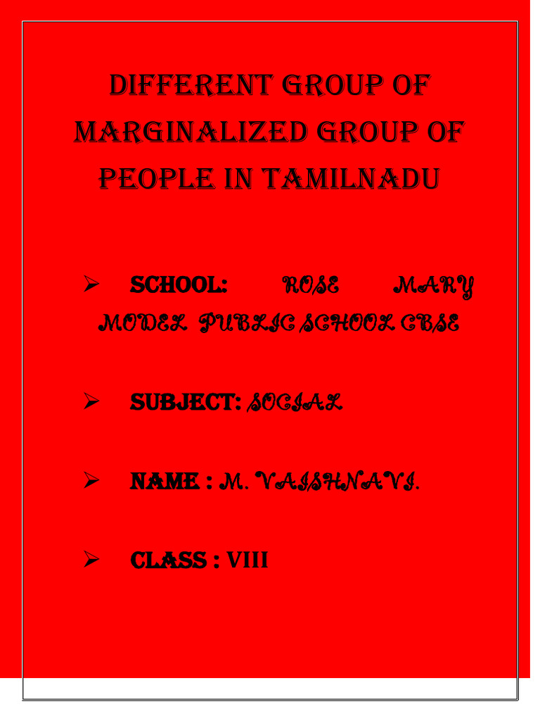 Different Group of Marginalized Group of People in Tamilnadu | PDF