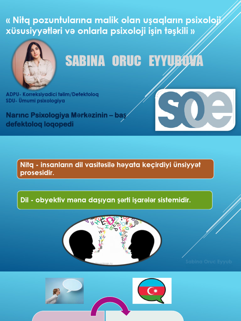 Sabina Oruc Eyyub (Nitq Pozuntuları) | PDF