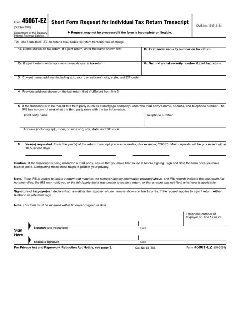 4506 EZ Form | PDF