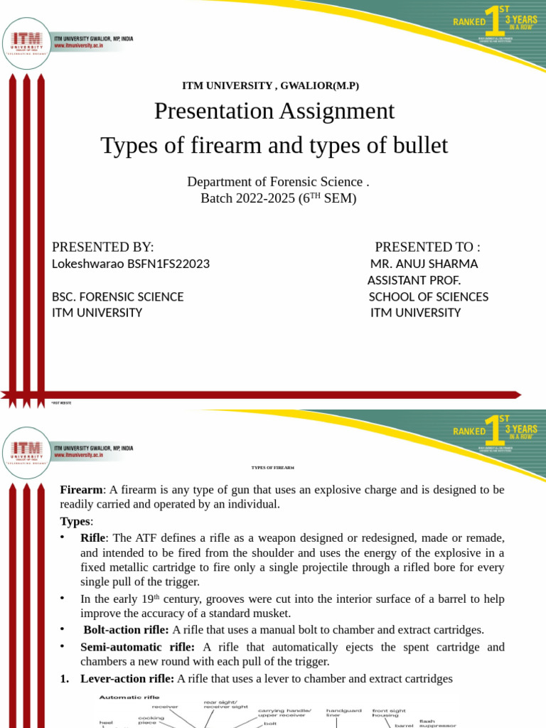 Types of Firearms and Bullets Explained | PDF | Firearms | Rifle