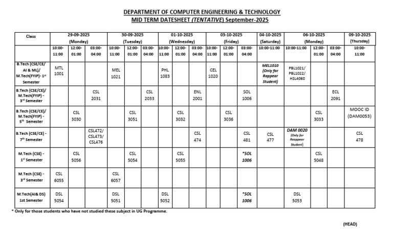 UIU Summer 2025 Exam Schedule | PDF
