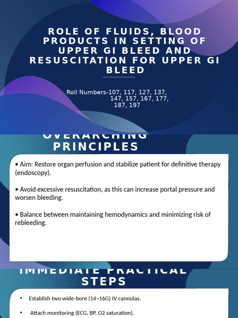 Upper GI Bleeding Resuscitation Guide | PDF | Bleeding | Cirrhosis