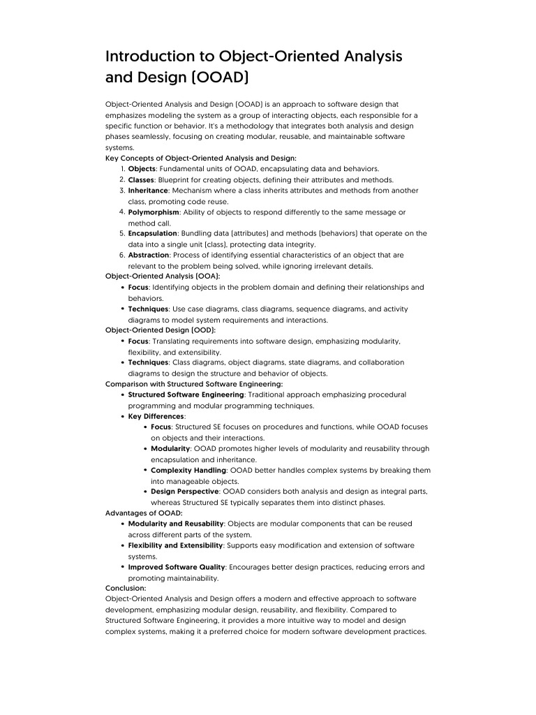 Introduction to OOAD Principles | PDF | Object Oriented Programming ...