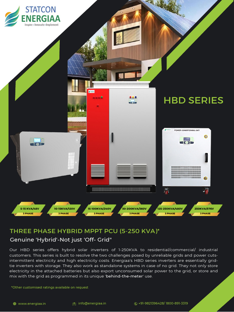 HBD Series Statcon Energiaa Hybrid Inverter 3 Phase Datasheet | PDF ...