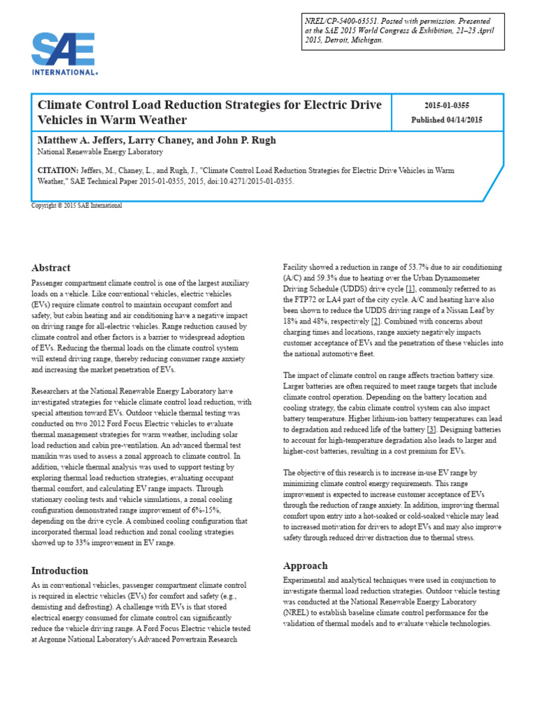 EV Climate Control Load Reduction Strategies | PDF | Building ...