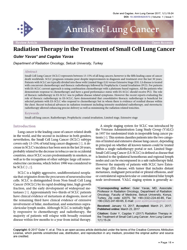 (2017) Radiation Therapy in The Treatment of Small Cell Lung Cancer ...