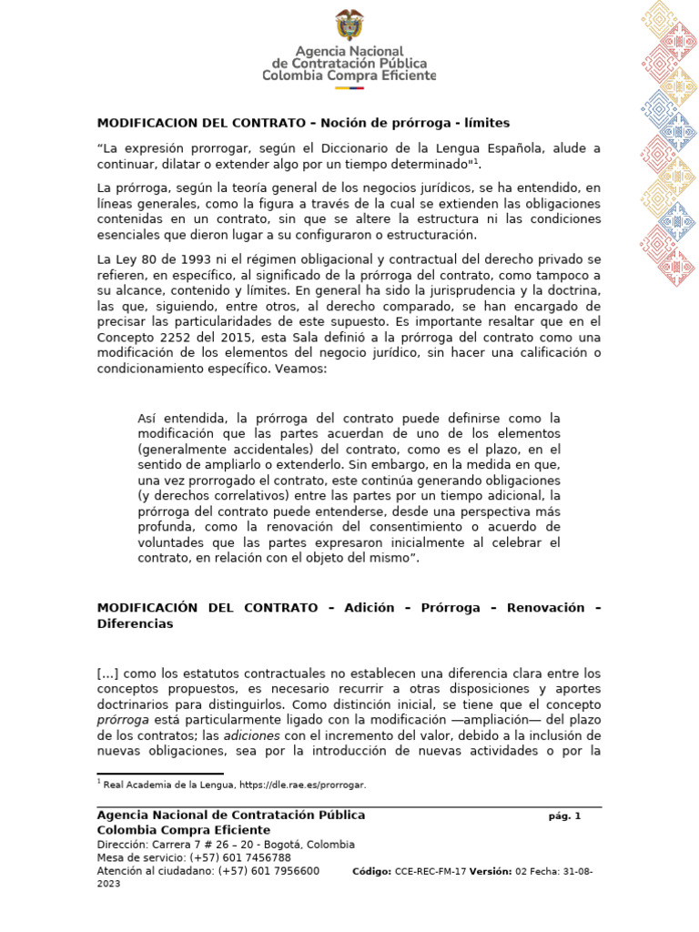 Prórroga de Contrato: Definición y Límites | PDF | Colombia | Ciudadanía