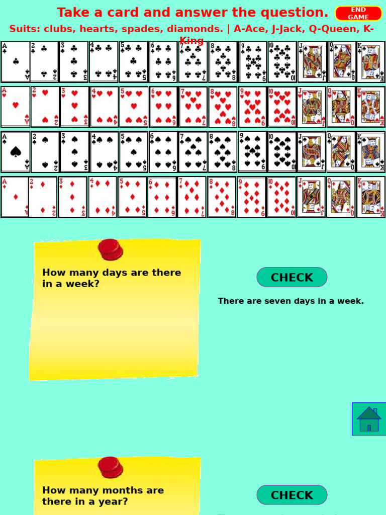 Cards Gamedates Months Seasons Celebrations 52 Que Fun Activities Games ...