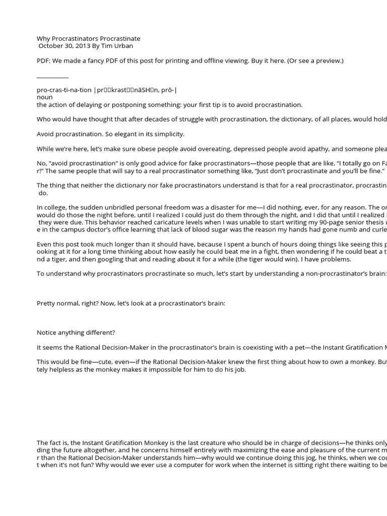 Understanding Procrastination's Roots | PDF | Procrastination ...