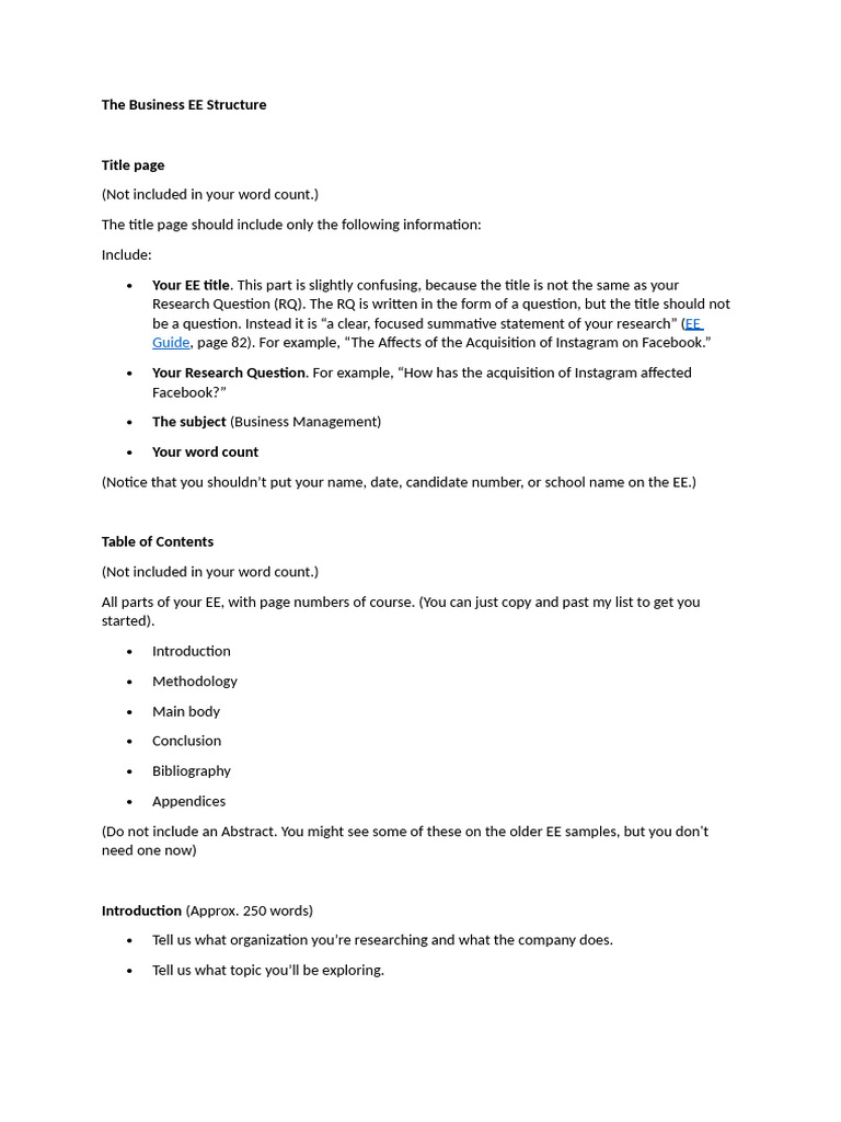 Business Extended Essay Structure Guide | PDF | Methodology