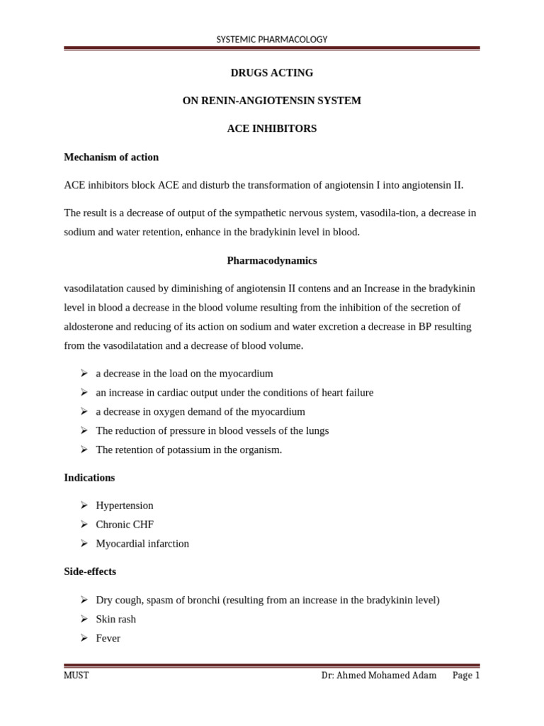 Renin-Angiotensin System Drugs Overview | PDF | Angiotensin | Medical ...