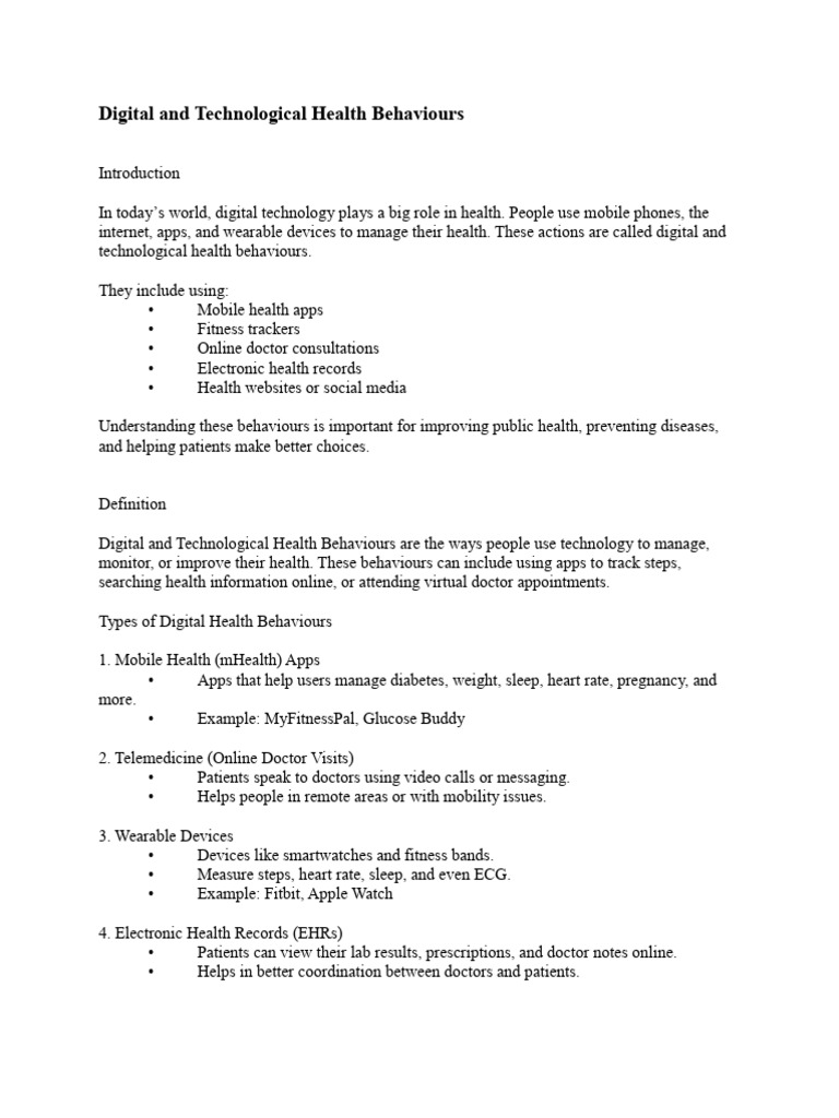 Digital and Technological Health Behaviours | PDF | Wearable Technology ...