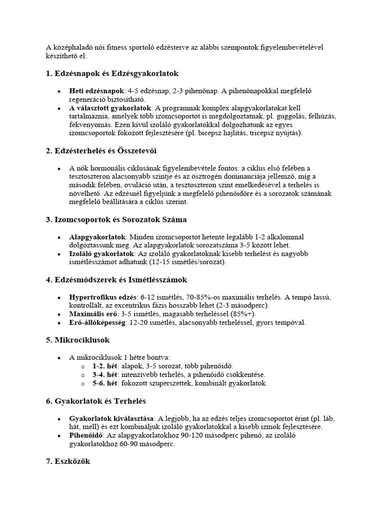 Edzésnapok És Edzésgyakorlatok | PDF