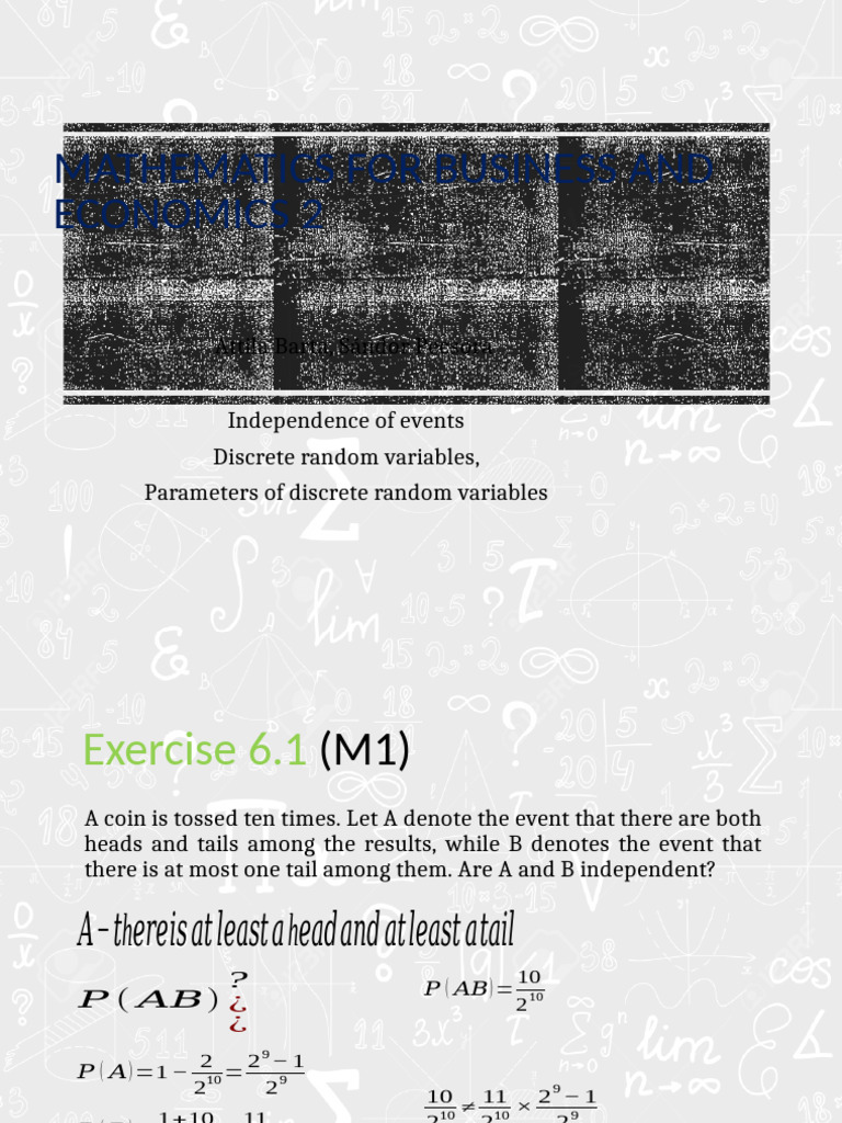 4independence of Events J Parameters of Discrete Random Variables | PDF ...
