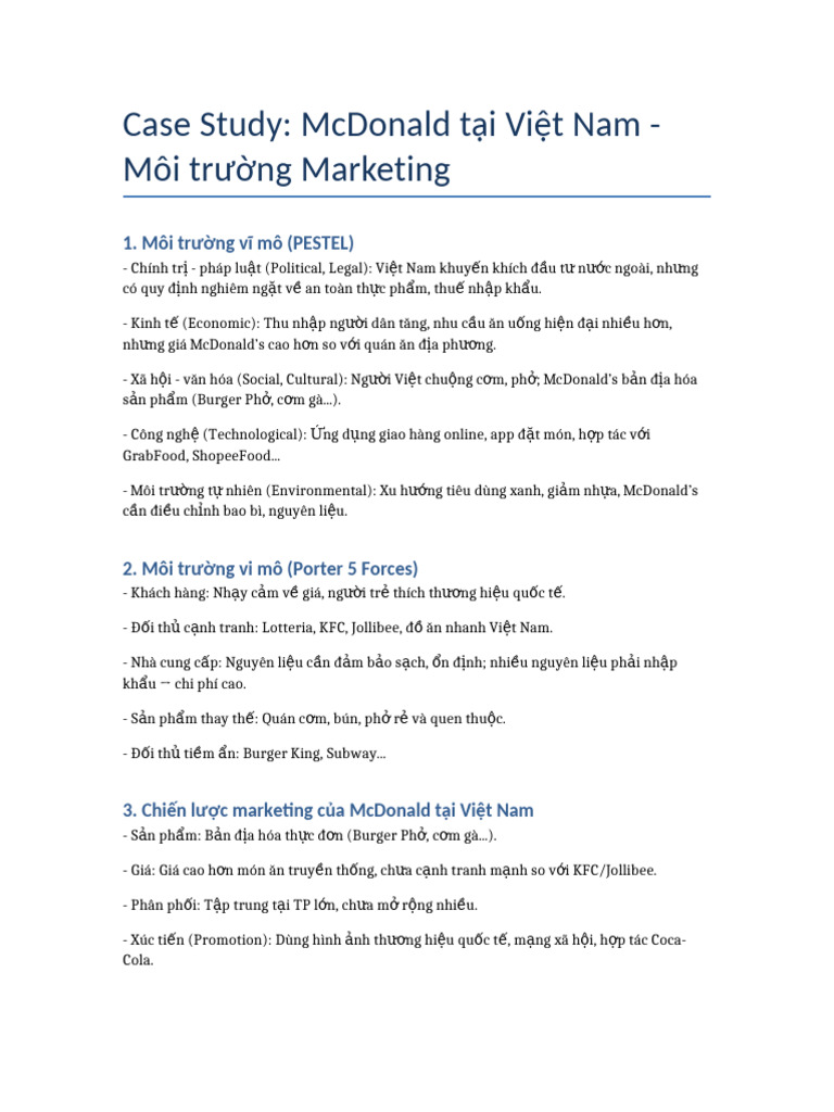Case Study McDonald | PDF