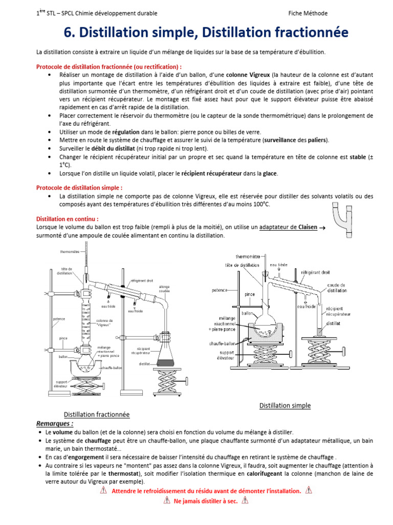 Distillation Simple et Fractionnée | PDF | Distillation | Thermomètre