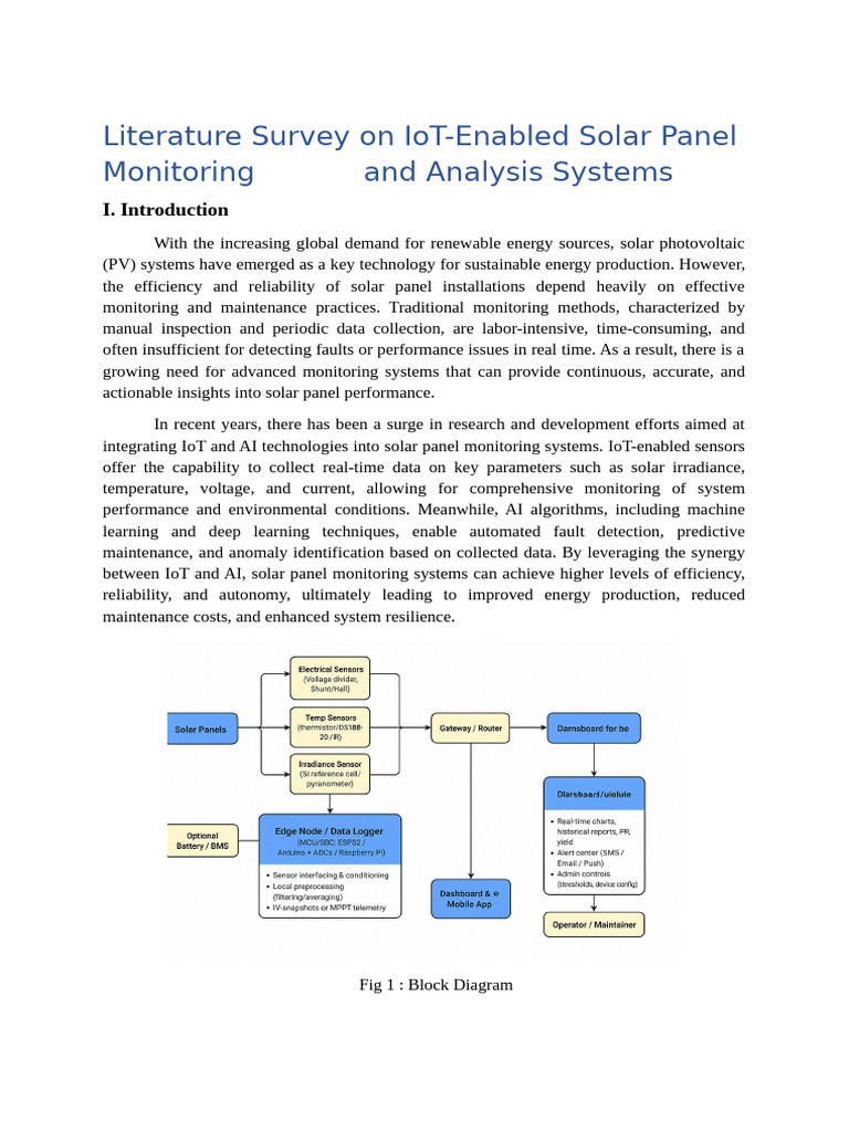 IoT and AI in Solar Panel Monitoring | PDF | Internet Of Things | Solar ...