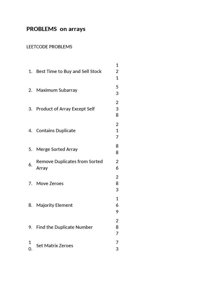 Top LeetCode Array Problems | PDF