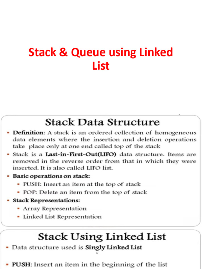 Stack - Queue Using LL | PDF