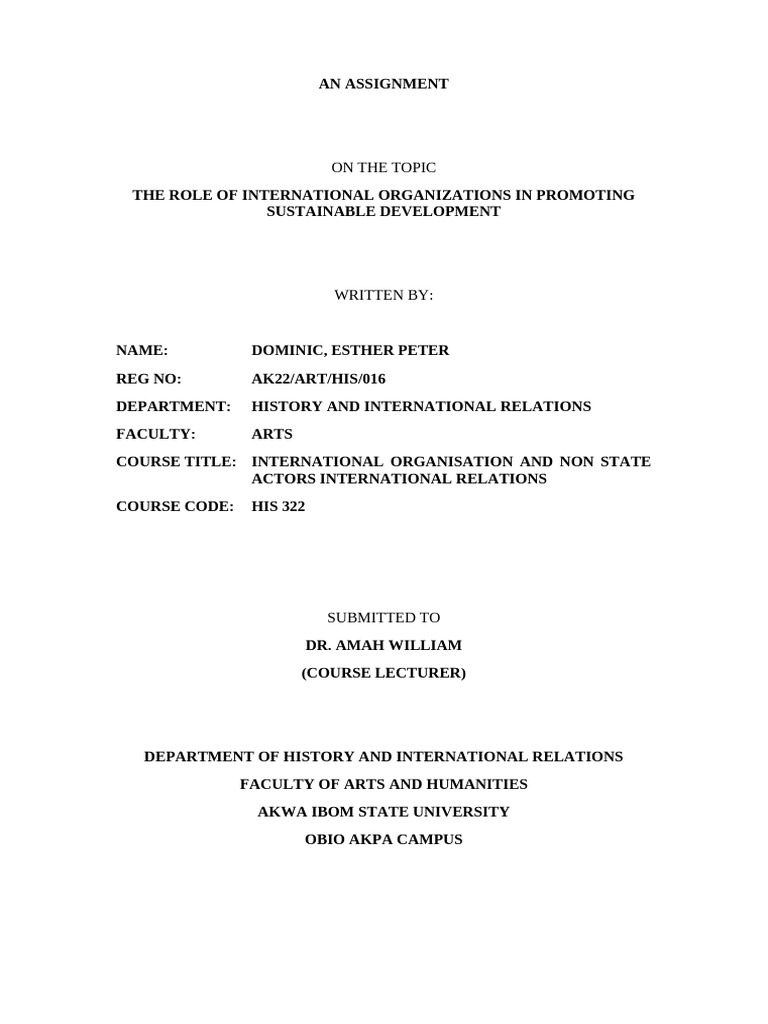 DOMINIC ASSIGNMENT With Endnotes | PDF | Sustainability | Sustainable ...