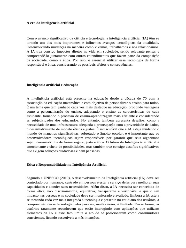 Ética e Desafios da Inteligência Artificial | PDF | Inteligência ...