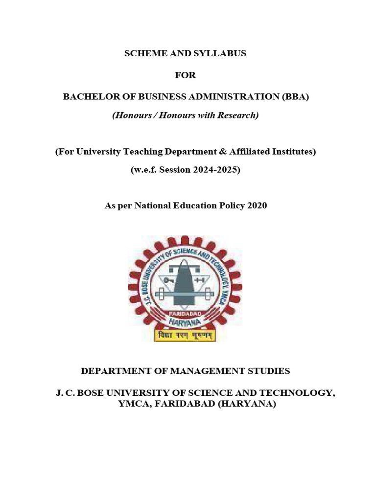 BBA Program Scheme and Syllabus 2024 | PDF | English Language ...