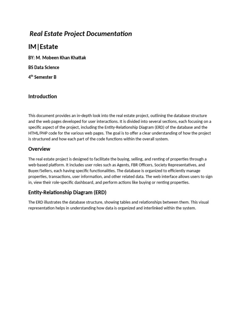 Real Estate Project Documentation | PDF | Html | Bootstrap (Front End ...
